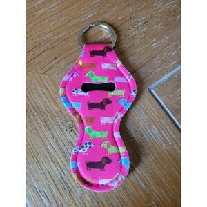 NEW Dachaund Neoprene Chapstick Holder Key Chain and chapstick